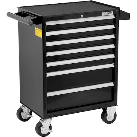 Global Industrial Roller Cabinet, 7 Drawer, Black, Steel, 18 in D x 38 in H 535364